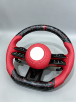 Volant en fibre de carbone forgée avec cuir rouge compatible Mercedes Benz Classe E W213, modification et amélioration de l'intérieur sport racing pour voiture