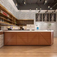 Bancone Bar in Stile Industriale Vintage a Forma di L, Scrivania per Cassiere per Caffetterie, Bar e Gelaterie