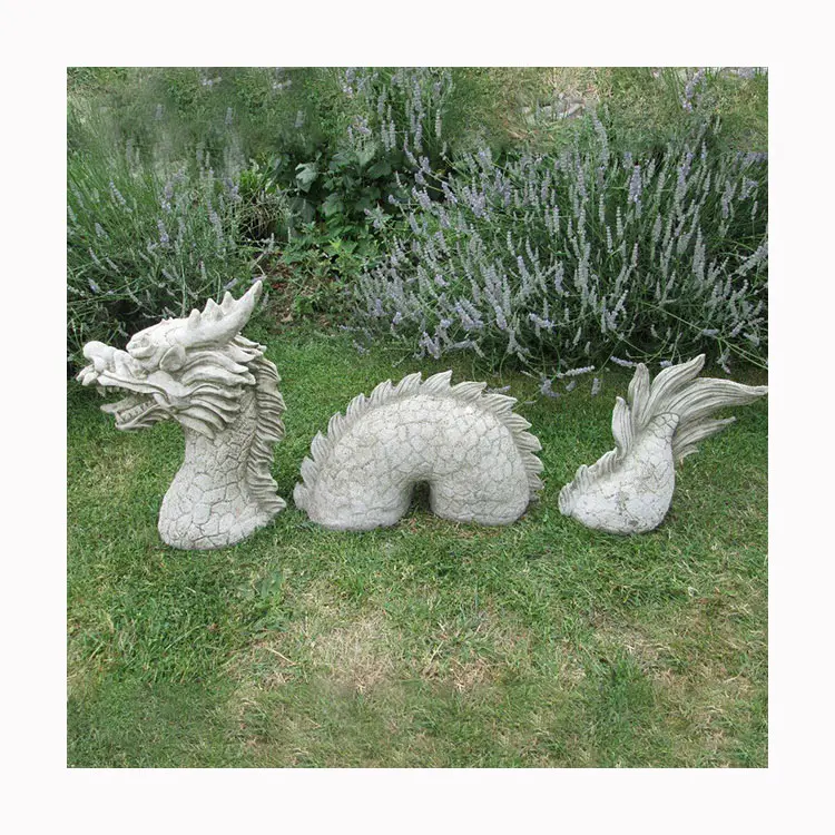 Al aire libre jardín decoración de piedra natural mármol blanco dragón estatua