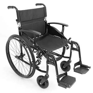 Fauteuil roulant pliable en aluminium léger pour personnes âgées (largeur de siège 43 cm), fauteuils roulants pour seniors - Product Image 3
