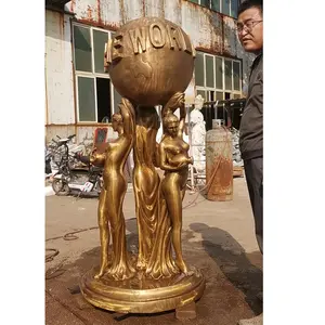 Golden Bronze Sculpture The World Is Yours Statue