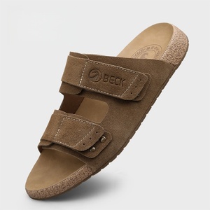 Chaussons d'été pour hommes en cuir PU respirant avec semelle extérieure en caoutchouc, anti-odeur, à boucle, à bout ouvert, style tendance pour le sport - Product Image 2