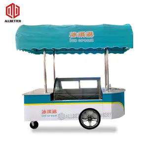 Mobile Food Kiosk Ice Cream Push Cart Mini Food Trailer Coffee Car Ice Cream Push Cart Mini carrello della spesa elettrico carrello