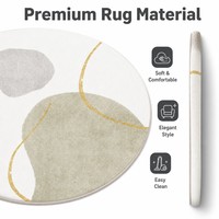 Tapis rond abstrait moderne gris vert sauge, forme organique, pour la maison, le bureau, sous le fauteuil, protection de sol