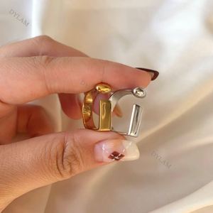 Dylam Personalized Gold Bold D Letter Open <b>Ring</b> Adjustable Women <b>Statement</b> <b>Rings</b> S925 Silver Party Womens Vintage <b>Ring</b> - Product Image 4