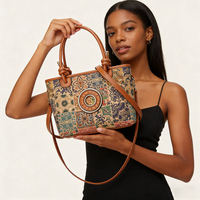 Sac fourre-tout en liège écologique et durable, personnalisé avec imprimé vintage, sac à main tendance pour femme, porté 2 façons, vente en gros