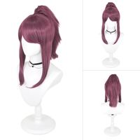 Anime Cosplay Game K/DA Akali Cosplay Perruques KDA Cosplay Perruque longue queue de cheval violette Halloween Cheveux synthétiques résistants à la chaleur