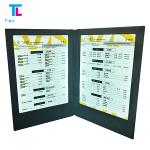 Tianlang alta calidad PU cuero menú Insertar dos páginas vista LED iluminación restaurante menú pantalla para hoteles y restaurantes - Product Image 5