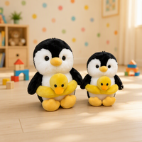 Peluche pingouin noir et blanc, jouet en peluche doux, poupée canard kawaii avec bouée de natation, pour cadeau et fête