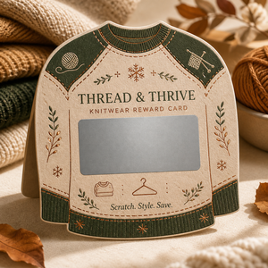 Cartes à gratter promotionnelles personnalisées avec design gratuit, couleur intégrale, thème pull, données variables sécurisées, cartes cadeaux de remerciement à gratter - Product Image 6