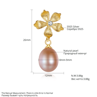 Anting Mutiara Bunga Vintage CZCITY Mutiara Air Tawar Alami Bentuk Beras Perhiasan Tunangan Wanita Grosir