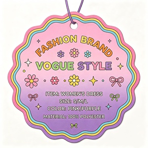 Étiquette de vêtement pour <span class=keywords><strong>femme</strong></span> recyclable, forme personnalisée, logo en relief blanc, étiquette en papier kraft - Product Image 1