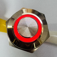Interrupteur à bouton-poussoir métallique éclairé par LED rouge ZLQ16B-SWG10Z-ER24V-SJ, étanche IP67 IK09, avec fonction de verrouillage SPST