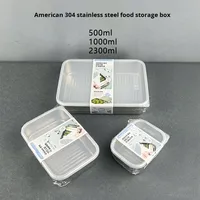 Yolecen étudiant boîte à lunch avec acier inoxydable 304 bac à légumes stockage réfrigérateur boîte de rangement de fruits couvercle en plastique couvercle