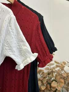 Abiti da maglione <span class=keywords><strong>lungo</strong></span> in maglia a maniche corte monopetto stile estivo - Product Image 6