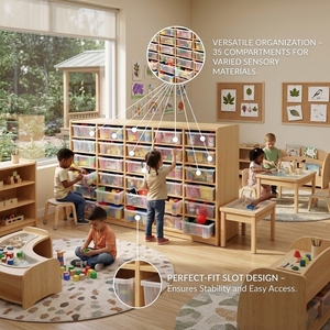就学前デイケアストレージセンター25カビー子供用安全バーチ合板教室家具おもちゃ収納ボックス棚幼稚園 - Product Image 2