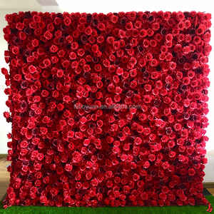 Panel Decorativo de Pared con Flores Artificiales de Primera Calidad para Bodas y Eventos, Rollo de 4 pies <span class=keywords><strong>x</strong></span> 8 pies, Color Rojo - Product Image 1