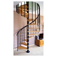 Escalier en colimaçon en fer pour intérieur et extérieur, marches en bois massif, main courante, anti-rouille, escalier rotatif pour villa, cour, balcon