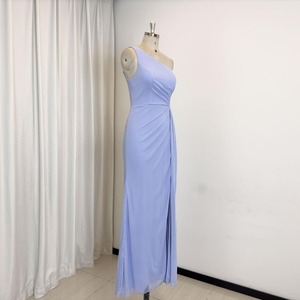 Teenyee Hoa Oải Hương Tím phù dâu ăn mặc thanh lịch trang trọng một Vai Chân Slit maxi vỏ bọc phụ nữ bên buổi tối draped - Product Image 5