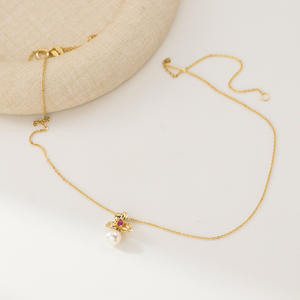 Collier en argent S925 en forme de V, double bâton droit, Y02634, design simple et exquis, chaîne à maillons, perle, tempérament - Product Image 4