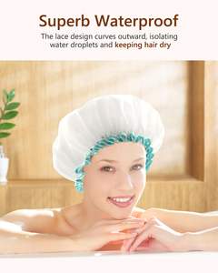 Bonnets <span class=keywords><strong>de</strong></span> <span class=keywords><strong>bain</strong></span> réutilisables, imperméables et lavables CF – Super mignons, extra grands, pour femmes aux cheveux longs, imperméables - Product Image 5