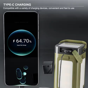 <b>Solar</b> <b>Powered</b> LED Camping <b>Lantern</b> with Foldable Panels and Lithium Battery IP65 Waterproof Outdoor Light 5000K Daylight - Product Image 5