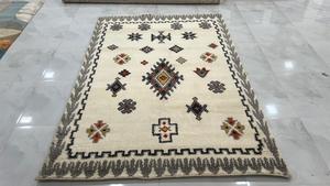 Alfombra tribal bereber anudada a mano Riad |   Marfil y Multicolor |   Lana Pura |   Tamaños Personalizados Disponibles - Product Image 4