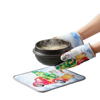 Gants de four isolés en fibre de carbone pour Noël, résistants à la chaleur, anti-brûlure, imprimés, design épaissi, pour la pâtisserie, style américain