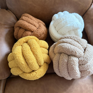 <span class=keywords><strong>Cojines</strong></span> Decorativos Modernos Sherpa, Cojín Redondo de Felpa Suave con Nudo de Bola para Cama, Sofá, Cojín de Bola Anudada - Product Image 2