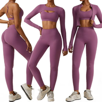 Ensemble de sport 3 pièces réversible et imperméable pour femme, grandes tailles, collection automne-hiver : soutien-gorge, smock, collants, crop top et veste