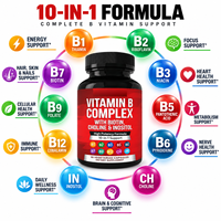 Mélange complet de vitamines B végétaliennes 8-en-1, 90 capsules végétariennes pour l'énergie, le métabolisme, le système nerveux et la santé cellulaire des adultes