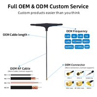 Antenne de type T 2,4 GHz, 1 connecteur UFL compatible avec le récepteur TBS Crossfire Nano, pièce de drone FPV RC, gain 7DBI, polarisation RHCP, VSWR