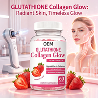 Gummies au collagène et glutathion extra-fortes saveur fraise, anti-âge, éclaircissantes et blanchissantes pour la peau, 60 gummies