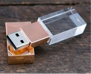 Hadiah Pernikahan USB 8GB 16GB 32GB Kristal Kaca Usb Flash Drive, Rose Gold Kristal Pen Drive, 64GB Akrilik USB Flashdisk