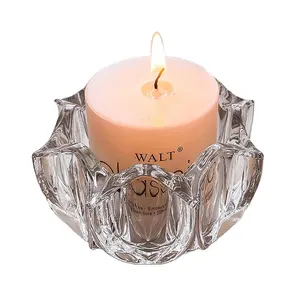 Professional Manufacture Wholesale Clear Flower Shape Tealight Crystal Glass Candle Holder