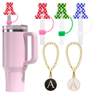 Thân Thiện Với Môi 10Mm Tái Sử Dụng Màu Hồng Silicone Rơm Bìa <span class=keywords><strong>Cap</strong></span> Số Tiếng Anh Thư Charms Số Tiếng Anh Phụ Kiện - Product Image 2