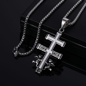 Crucifijo Católico Oriental Caravaca OEM, Colgante de Cruz Ortodoxa Rusa, Colgante de Cruz de Acero Inoxidable para Hombre - Product Image 5
