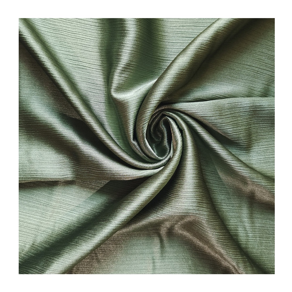 High quality Glossy Soft Silk Satin 100% polyester Fabric Textile wrinkled crinkle Satin Crepe Fabric