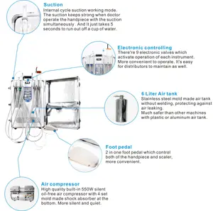 CE multifuncional clínica equipo dental silla turbina de aire entrega portátil móvil Unidad de succión máquina con compresor de aire