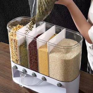 Distributeur de céréales de cuisine hermétique automatique de grande capacité, anti-humidité et anti-insectes, 10 kg, avec 6 compartiments - Product Image 3