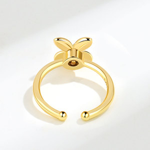 Anillos de Dedo Ajustables con Diseño de Hojas Verdes de Moda, con Circonitas Engastadas en Garra, Bañados en Oro y Cobre, Joyería Antiestrés para Mujer - Product Image 4