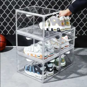 2024透明磁性塑料鞋盒前滴定制运动鞋盒亚克力可堆叠透明鞋盒