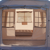 Tente gonflable d'extérieur 12 places, deux chambres, tissu enduit vinyle, colonnes d'air en PVC 0,52 mm, hublot en TPU, poches de rangement, quatre saisons