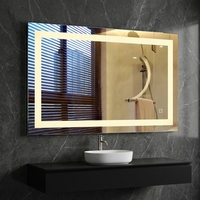 Miroir de salle de bain rectangulaire intelligent en verre LED de style luxueux, rétroéclairage, commande tactile, fonction anti-diffusion, montage mural