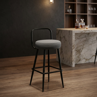 Tabouret de bar moderne en métal avec siège et dossier rembourrés, hauteur de comptoir, mobilier de bar commercial non pliable, pour bar à domicile, café, cuisine