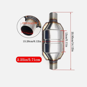 Convertisseur catalytique universel 2,25 pouces (57 mm) pour VW Opel <span class=keywords><strong>Ford</strong></span> Audi BMW Euro 2, forme ronde, jusqu'à 2,5 L (2500 cc), tuyau d'échappement à haut débit - Product Image 3