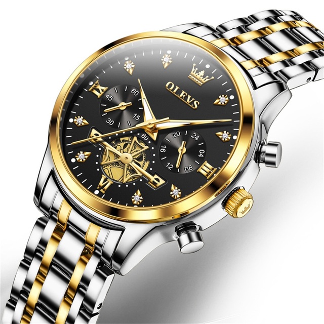 Top Brand Luxury Stainless Steel Chronograph Quartz Movement Wrist Watch Custom Sports Design for Men and Women