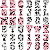 Vente en gros de breloques de chaussures avec lettre imprimée vache mignonne personnalisées décorations de chaussures en PVC et caoutchouc dessin animé A-Z Alphabet et breloque sabot 0-9 chiffres