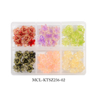 Hiasan Kuku Bunga Resin Warna Campuran 3D Datar Berkilau DIY Dekorasi Kuku Aksesoris Salon