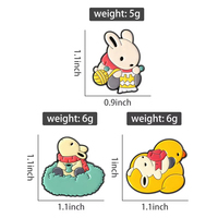 Broches en émail Lapin Tsuki et Canard flottant en tricot Tsuki, mignonnes et confortables, pour veste, revers, badge, bijoux, cadeau pour ami
